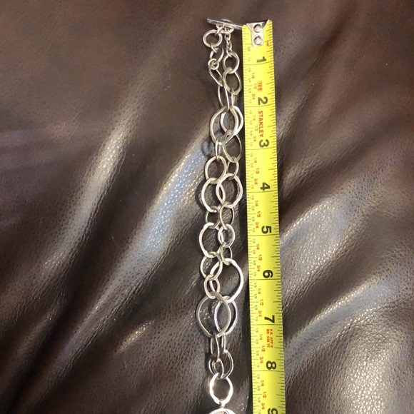 LOIS HILL Yin Yang Cut Out Granulated Oval Pendant Oval Link Toggle Necklace 925 - Picture 8 of 16